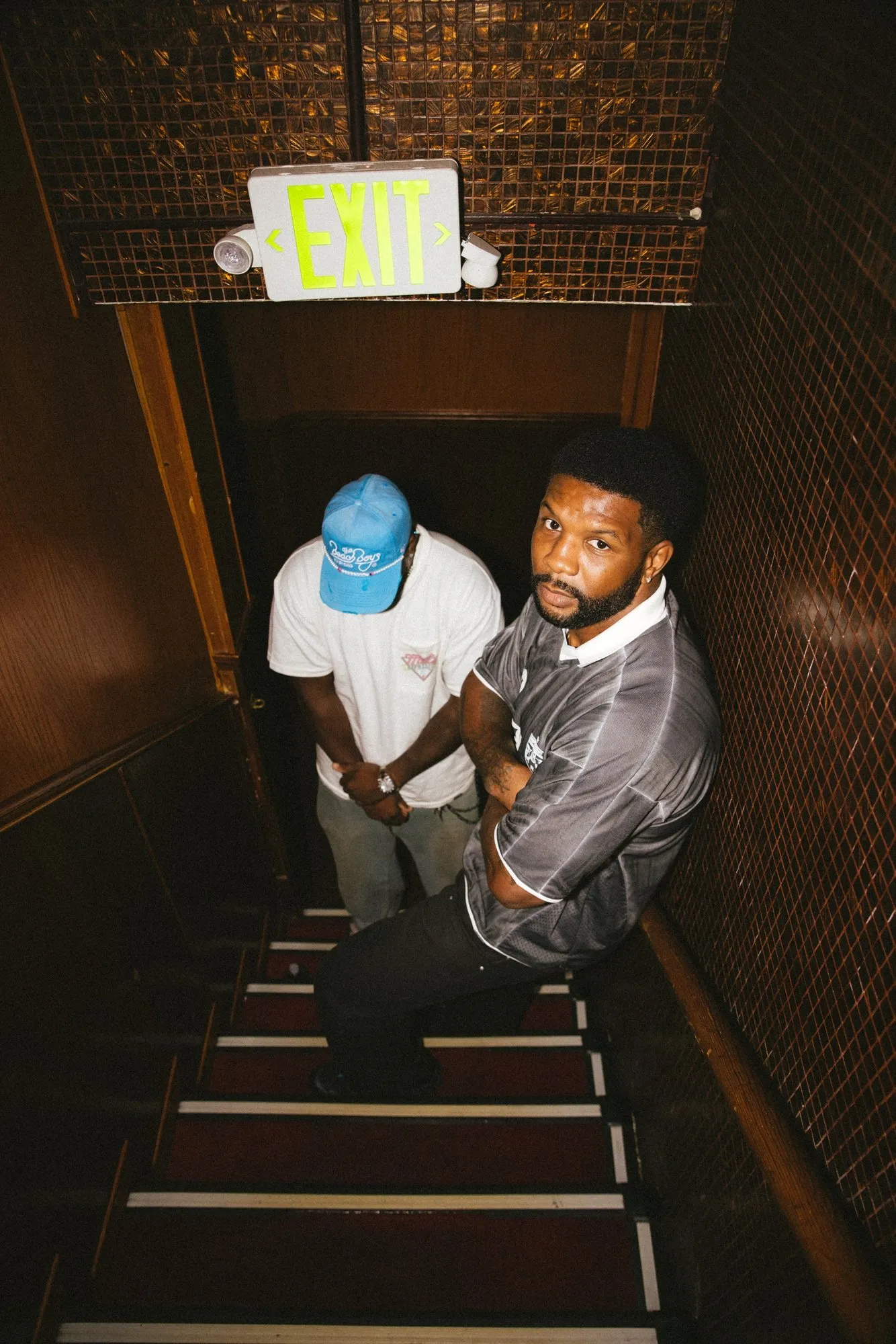 Mike and Pat heading down the stairs before the show